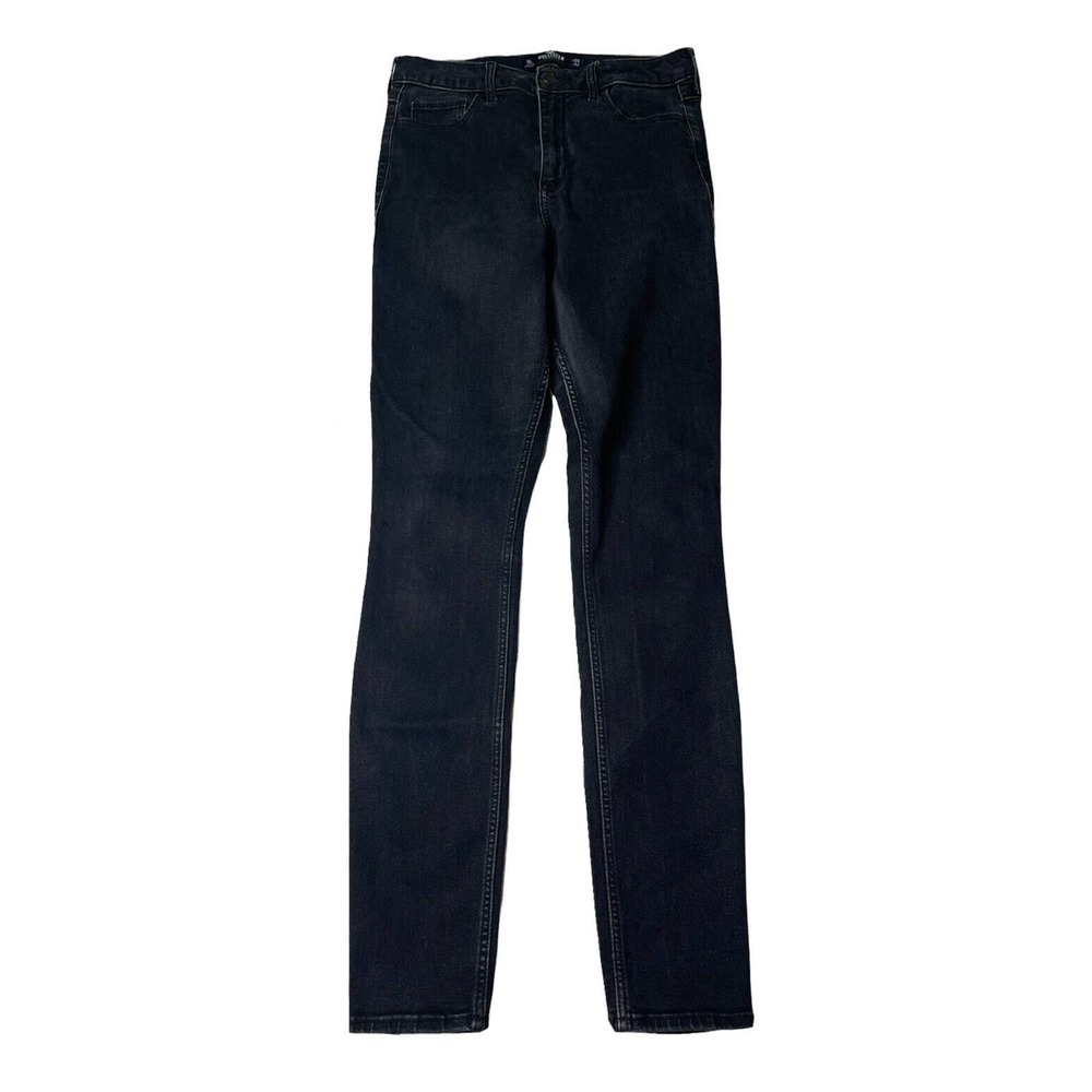 Hollister Juniors Curvy High Rise Super Skinny Jeans Stretch Black Denim 9 Long